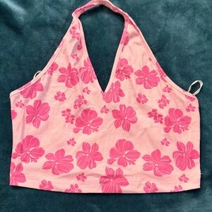 SHEIN halter- style crop with a vibrant floral